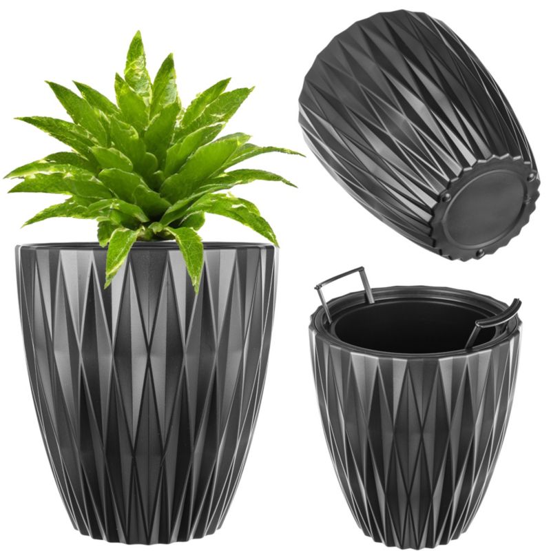 Doniczka KADAX z wkładem plastikowa dekoracyjna nowoczesna 42 cm czarna 1 szt.