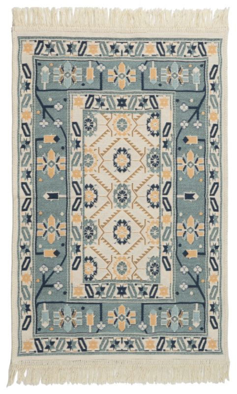 Dywan Pled 120 x 160 cm wzór ramka niebieski