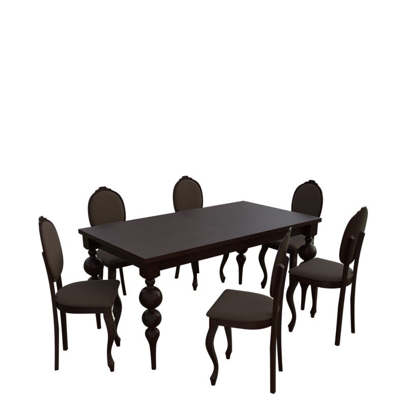 Zestaw RO40 MIRJAN 24 Stół rozkładany S38 90x160/215 + 6 krzeseł K76 orzech + gorzka czekolada 1 kpl.