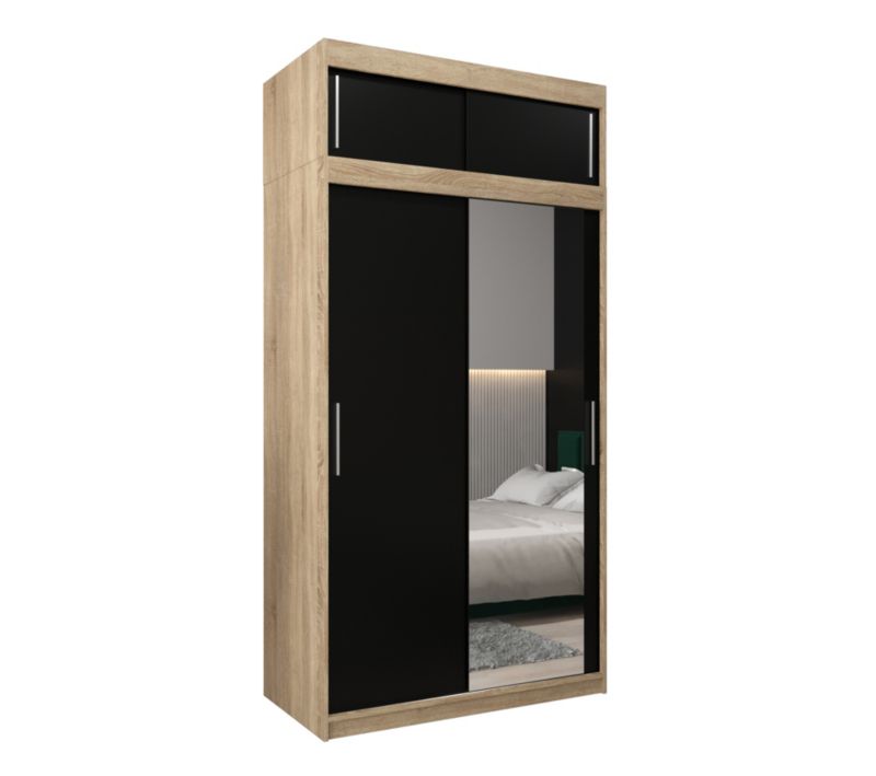 Szafa przesuwna Garderoba Abiks Tokyo 2 120 sonoma + czarny z nadstawką 1 szt.