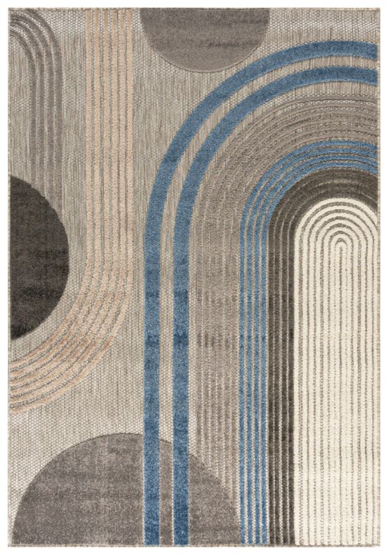 Dywan zewnętrzny/wewnętrzny geometryczny Fano Notte Mazovia 140x200cm wodoodporny na balkon, taras, grafitowy, szary 1 szt.