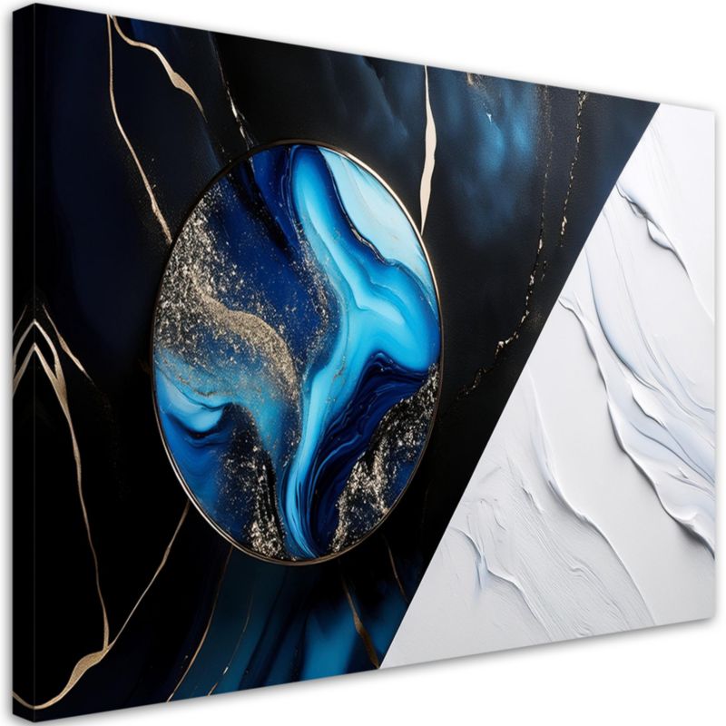 Obraz na płótnie Feeby Niebieska Abstrakcja ze Złotem Efekt 3D 100x70cm 1szt