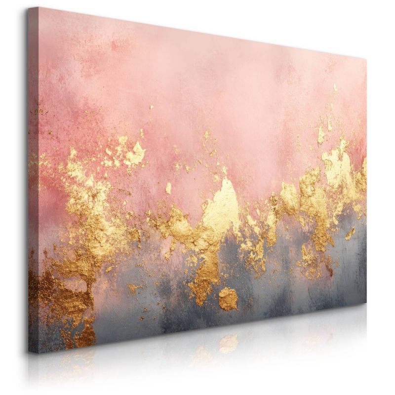 Obraz Muralo Do Salonu Beton Elementy Złota Styl Glamour Abstrakcja 70x50 cm 1 szt.