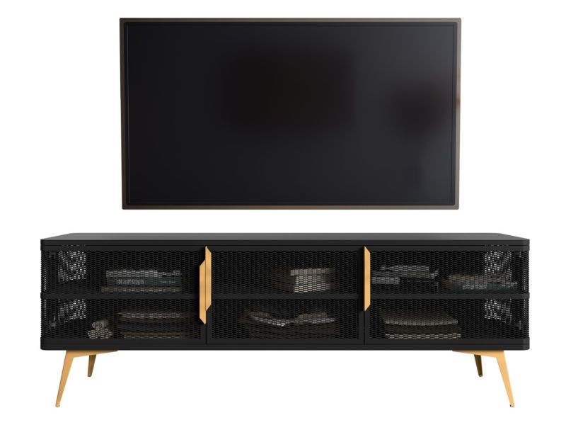 Szafka RTV MIRJAN 24 Modera czarny + złoty 1 szt.