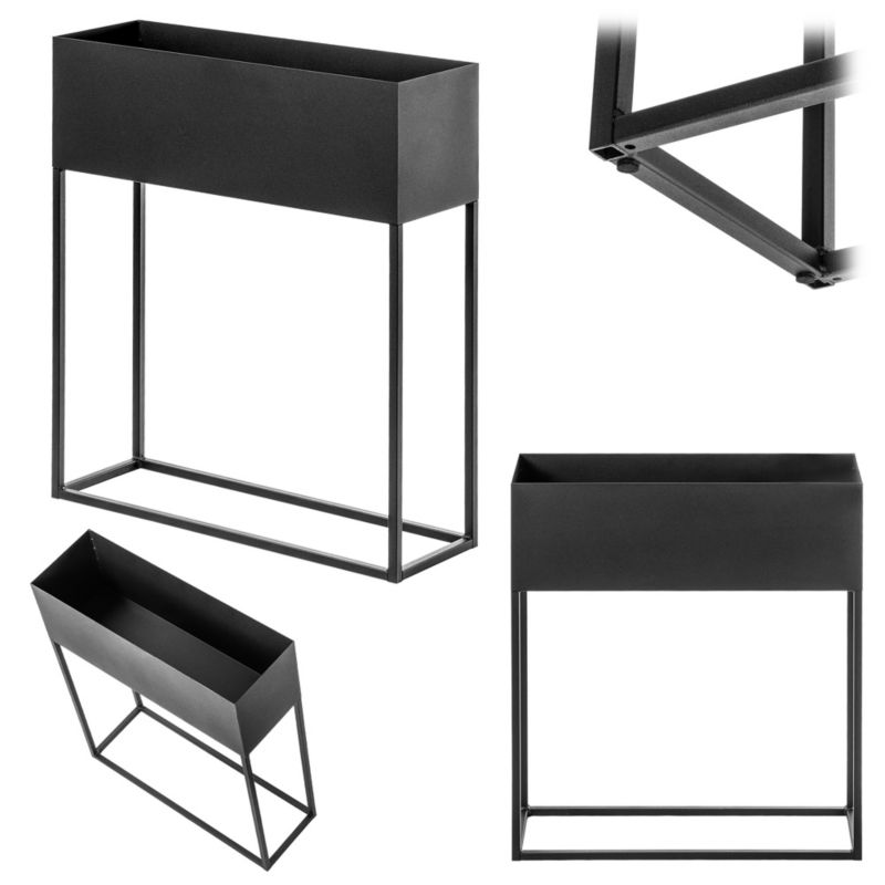 Kwietnik KADAX szeroki z doniczką 60x70 cm, donica na kwiaty, kwietnik stalowy, czarny 1szt.