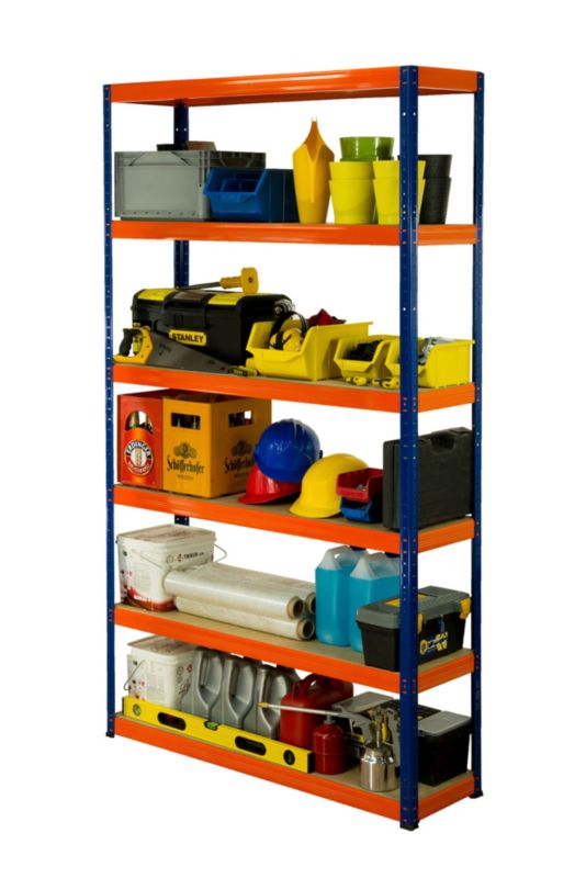 Regał metalowy MODO24 magazynowy niebiesko-pomarańczowy helios 213x150x40cm 6 półek po 175 kg 1 szt.