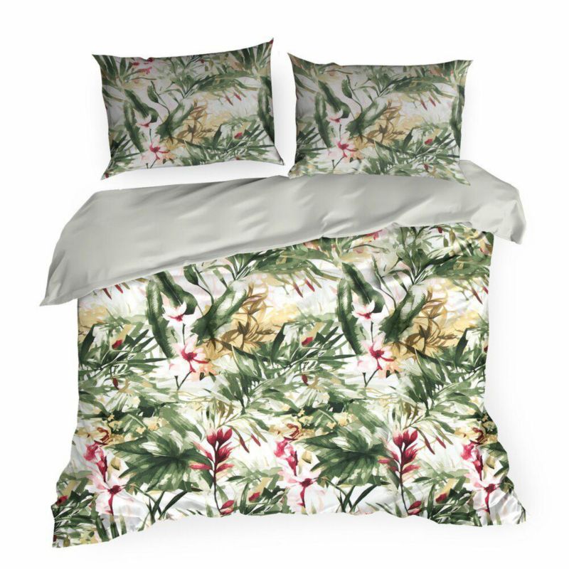 Pościel Spring/43 Eurofirany 220 x 200 cm kremowo zielona bawełna satynowa 1 kpl.