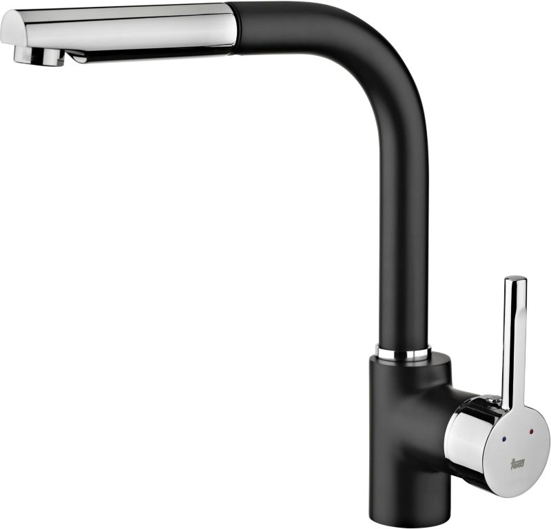 Bateria kuchenna Teka ARK 938 czarny/chrom, wyciągana wylewka, stojąca, 1 szt.
