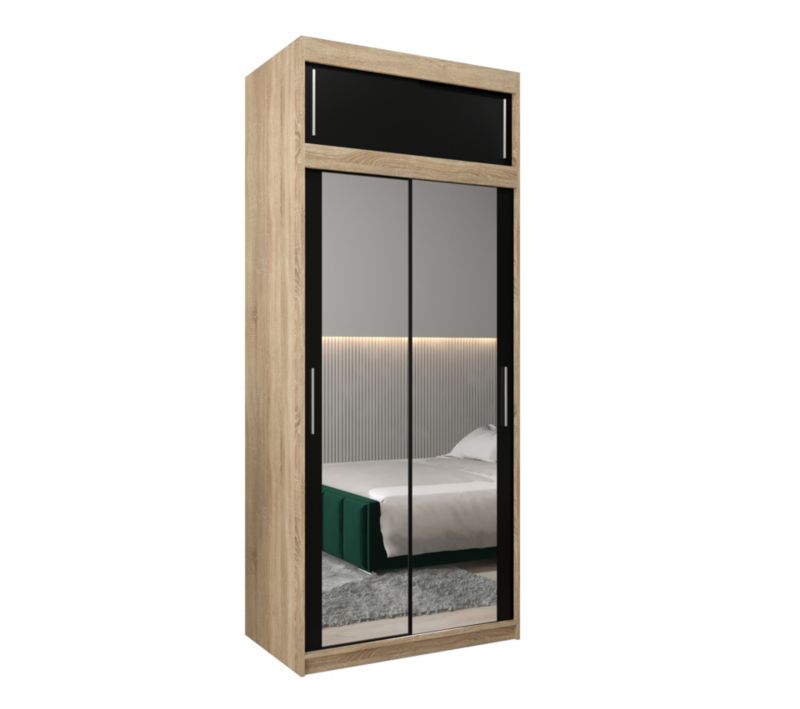 Szafa przesuwna Garderoba Abiks Tokyo 3 100 sonoma + czarny z nadstawką 1 szt.