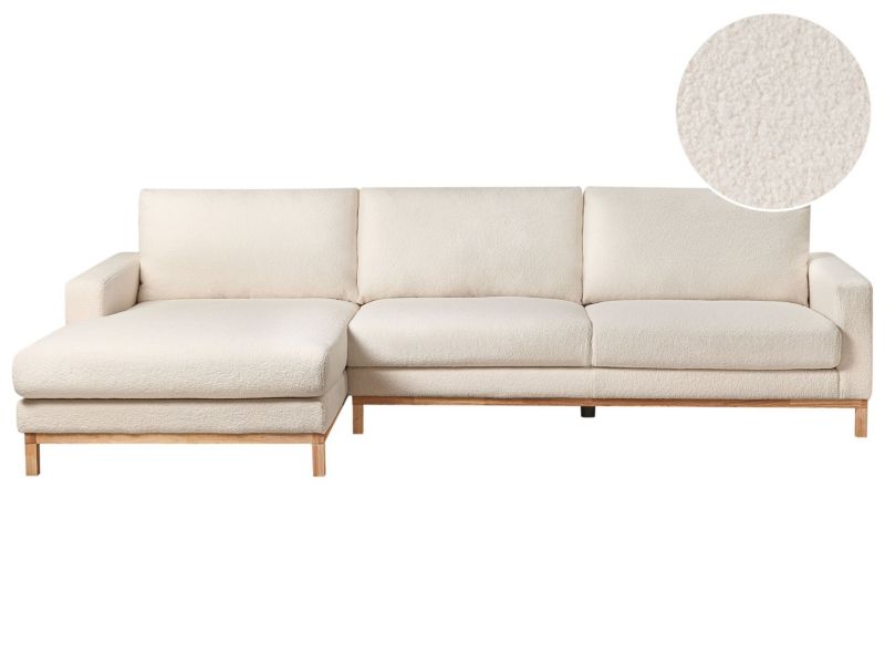 Sofa narożna prawostronna Siggard Biały Boucle Prawostronny 1 szt.