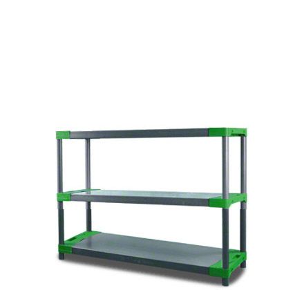 Regał plastikowy MODO24 zielony do piwnicy 98x150x46 cm 97% recykling 1 szt.