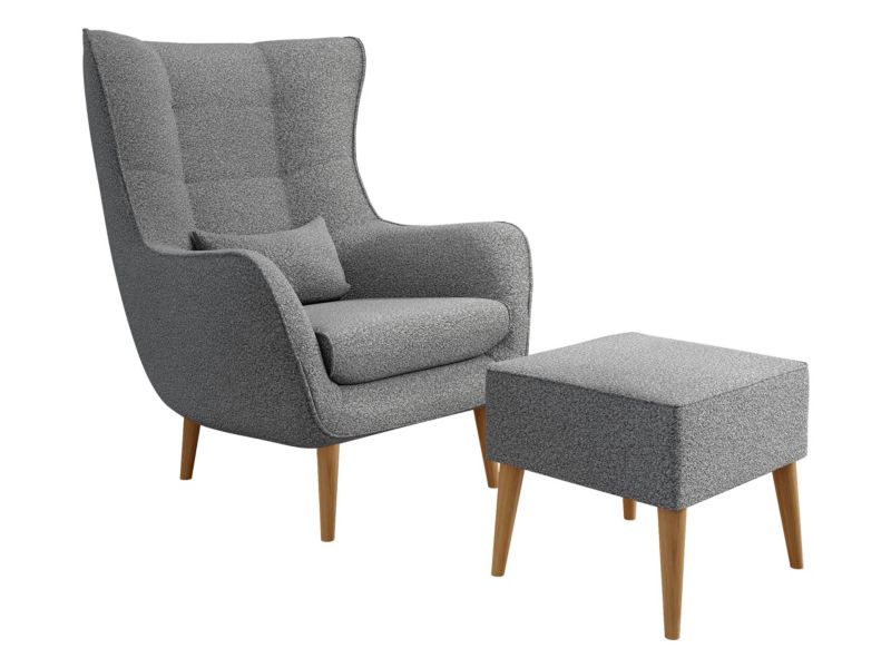 Fotel MIRJAN 24 Estjano Boucle z podnóżkiem szary 1 szt.