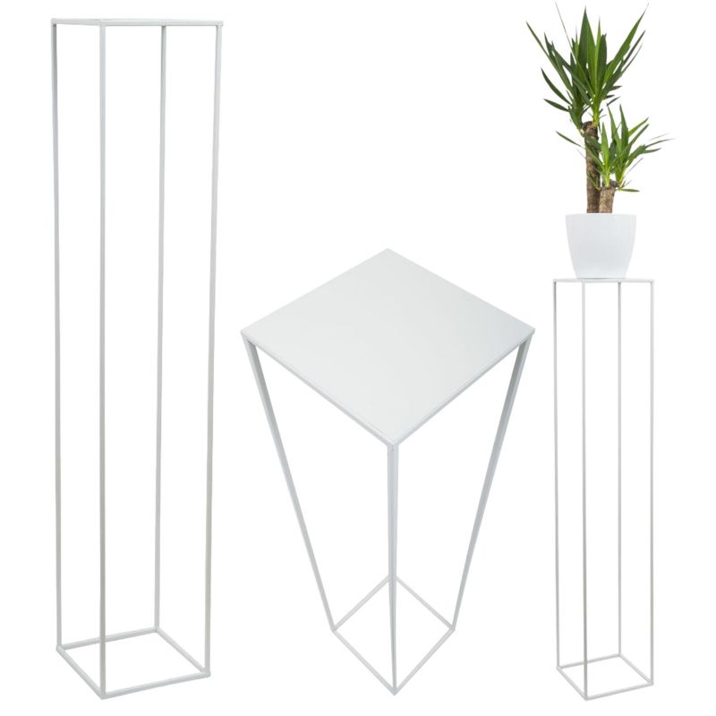 Kwietnik stojący Ashen HowHomely Metalowy Biały 24x130 cm 1 szt.