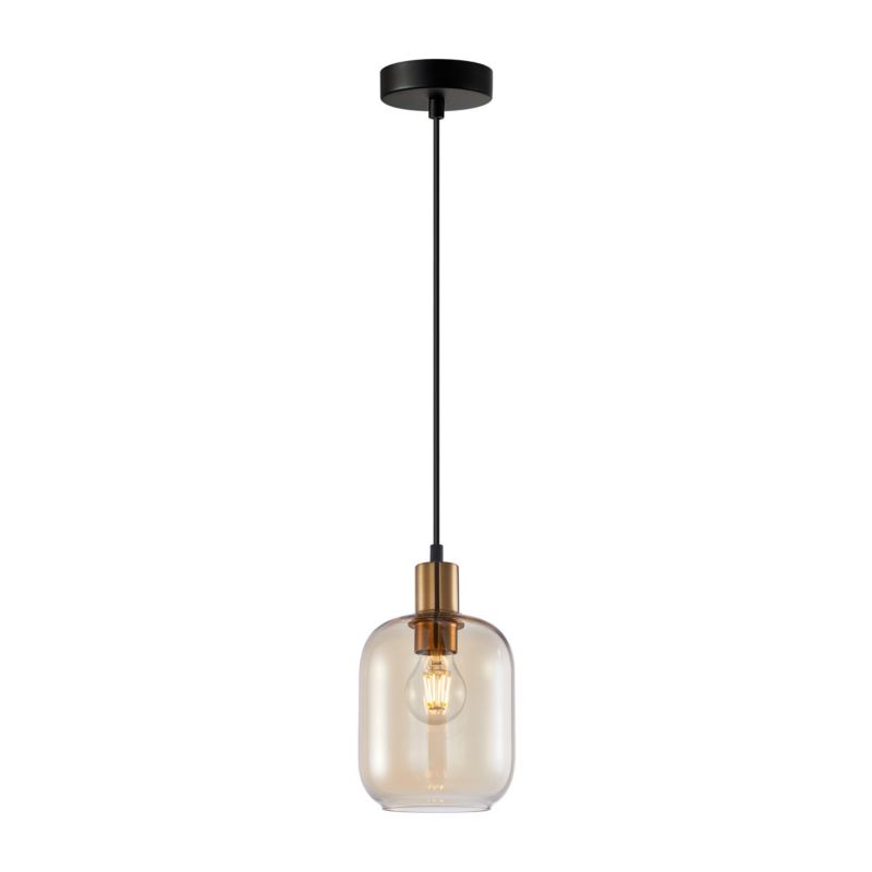 Lampa wisząca Italux Norlis 0662 złoto-czarna-bursztynowy nowoczesna 1xE27 x 1 szt.
