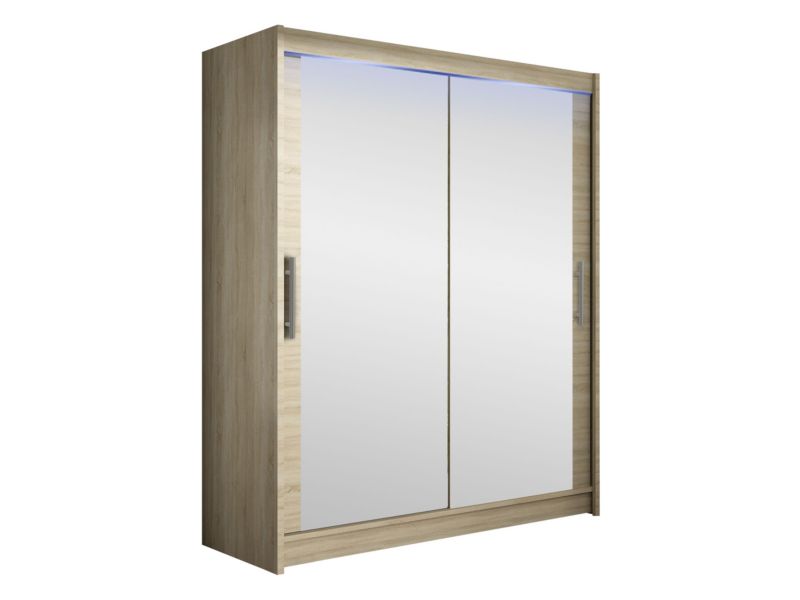 Szafa MIRJAN 24 z drzwiami przesuwnymi Presto XI z oświetleniem RGB dąb sonoma/lustro 1 szt.