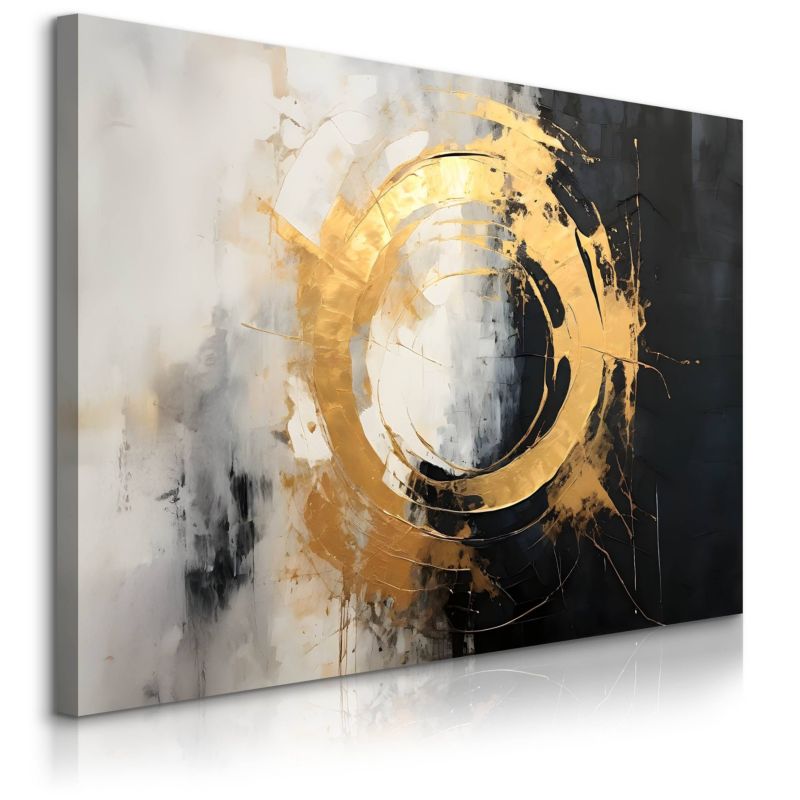 Obraz Muralo Do Salonu Sypialni Abstrakcja Okrąg Elementy Złota Beton 70x50 cm 1 szt.