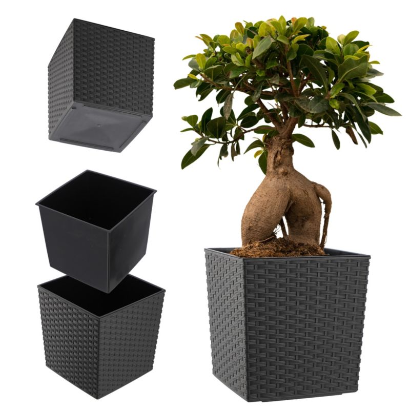 Doniczka KADAX Osłonka Z Wkładem Na Kwiaty Grafit 30cm 1 szt.