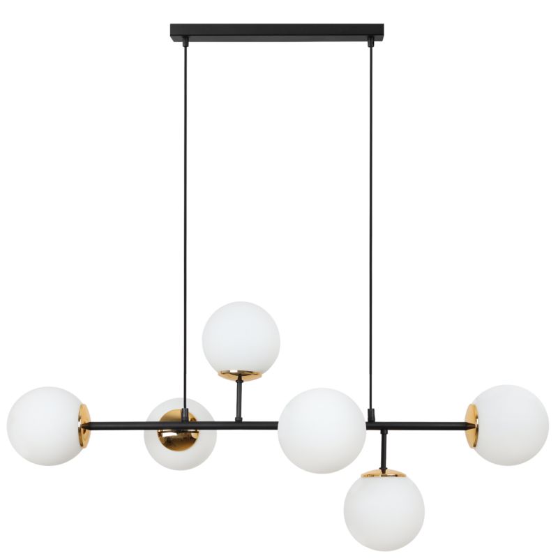 Lampa sufitowa wisząca Light Home LH Siena 6x E14 40W czarny/złoty 46cm klosz biały 1szt.