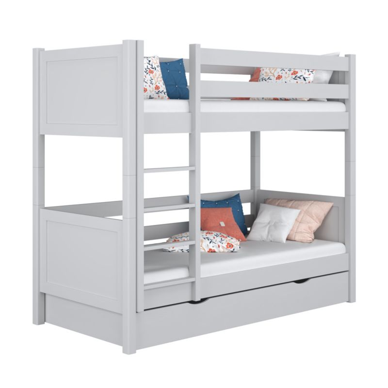 Drewniane łóżko N-WOOD piętrowe z szufladą N02 popielaty 100x180 1szt.