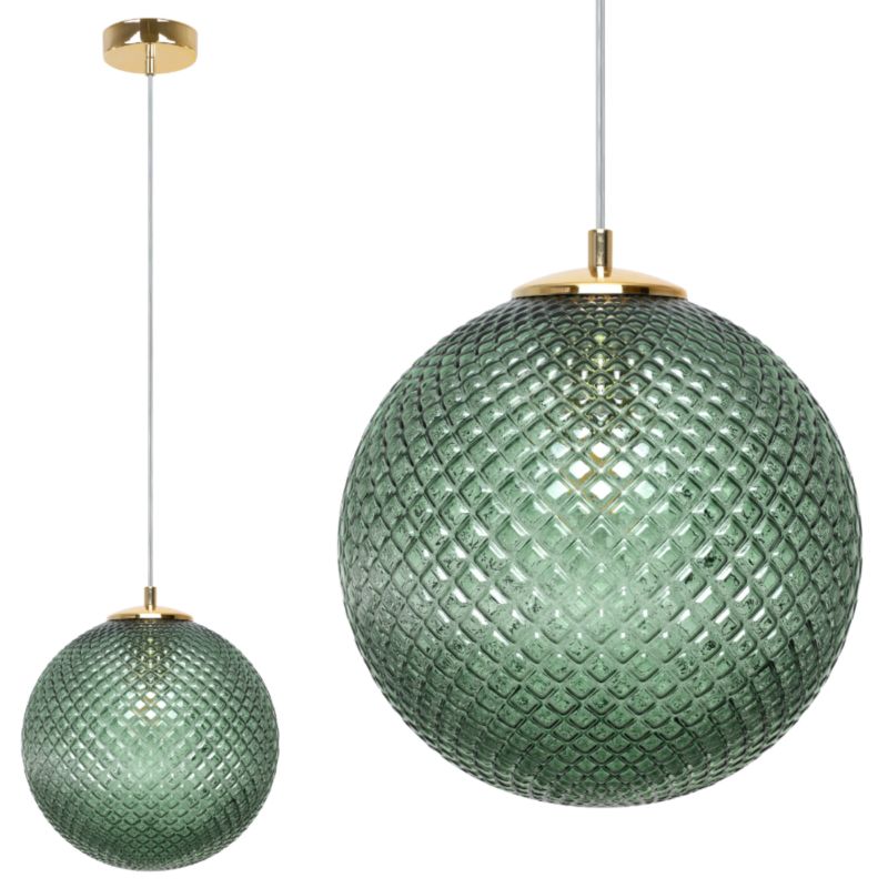 Lampa sufitowa wisząca Light Home LH Cannes 1x E27 60W klosz 25cm zielony 1szt.