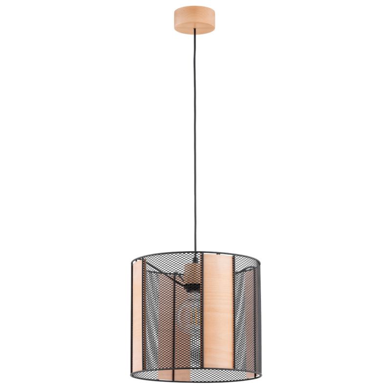 Lampa wisząca Alfa NETIS jasne drewno-czarna 1xE27x15W wym:95x32x32cm IP20 -1 szt.