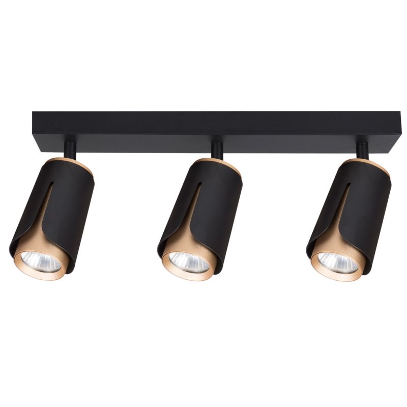 Kinkiet LED XUDO 3-punktowy GU10 Regulowany Czarno-Złoty Lampa Wewnętrzna 1 szt.