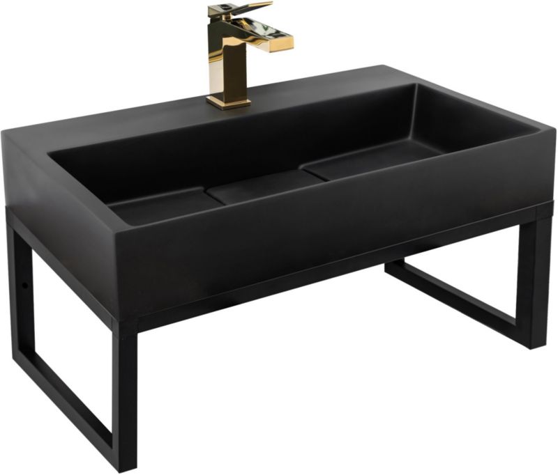 Umywalka Nablatowa Rea Konglomeratowa Goya 60 Czarny 60X37X14Cm 1Szt