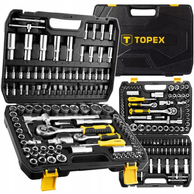 Zestaw kluczy nasadowych TOPEX 110 elementów 1/2" 1/4" CrV 1 kpl
