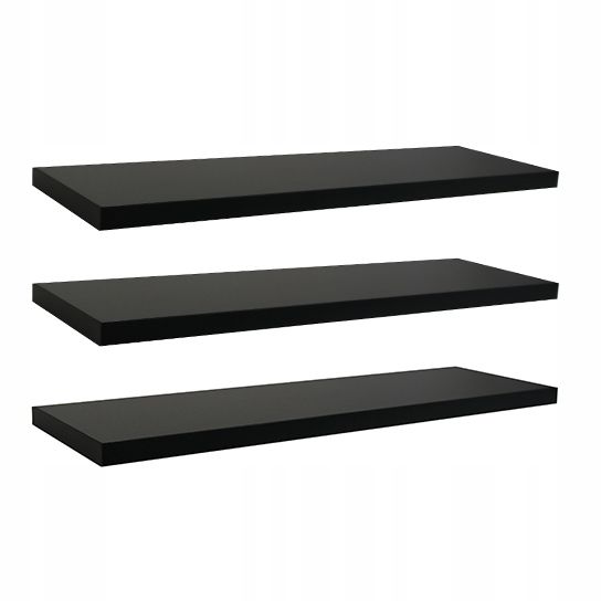 Półka Ścienna Wisząca 65 Cm Czarny Komplet 3 Sztuki Drewik