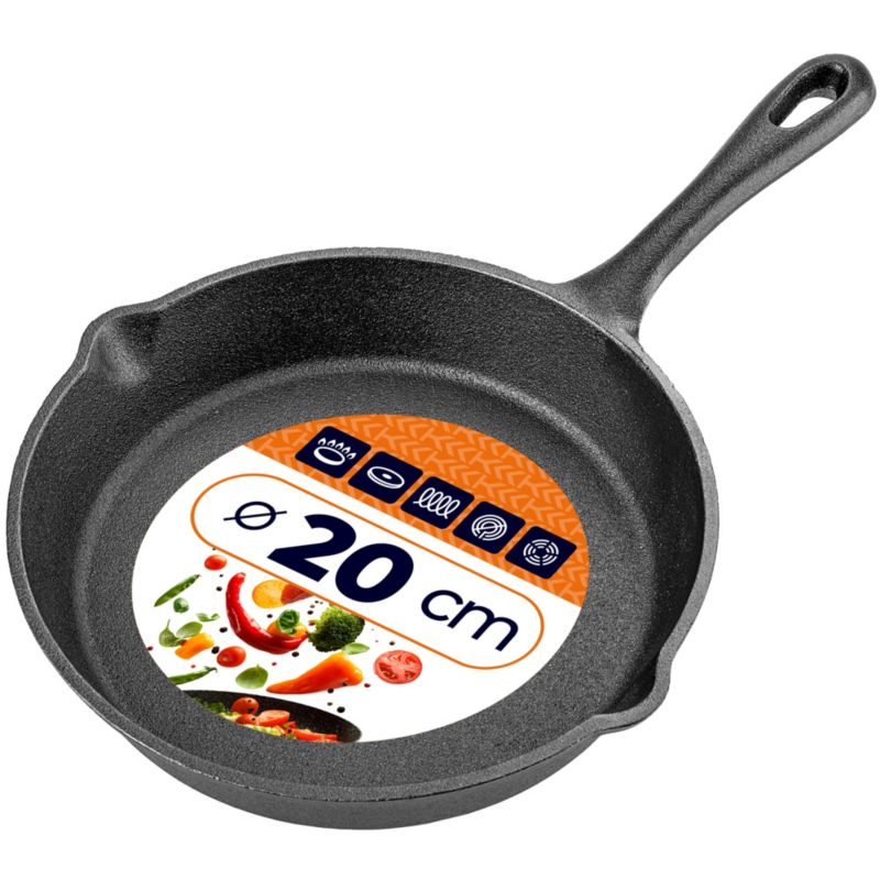 Patelnia KADAX żeliwna 20 cm do smażenia grillowania indukcja 1 szt.