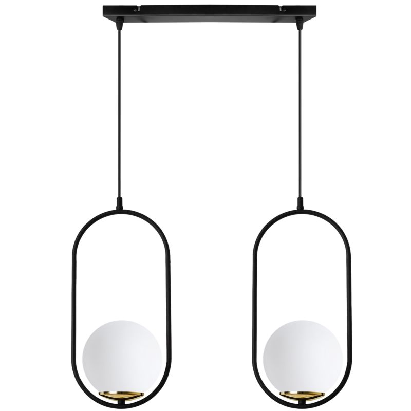 Lampa sufitowa wisząca Light Home LH Luna 2x E14 biały/czarny/złoty 1szt.