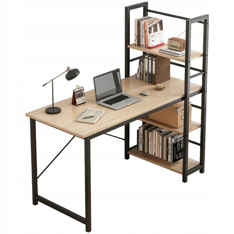 Biurko Rebiko z regałem nowoczesne jasny brąz loft 1 szt.