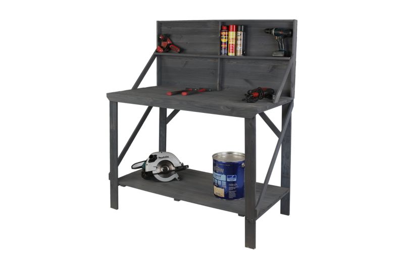 Stół warsztatowy drewniany MODO24 sosna szary blat stolarski 120x64x149 cm 1 szt.