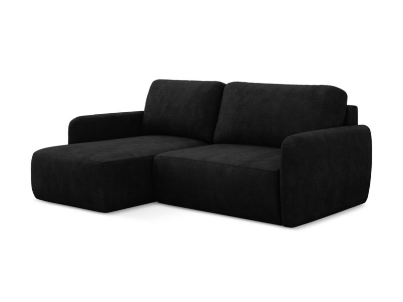 Narożnik lewostronny z funkcją spania LaMiaSofa CORLE z tkaniny szenilowej 207x148 cm czarny 1 szt.