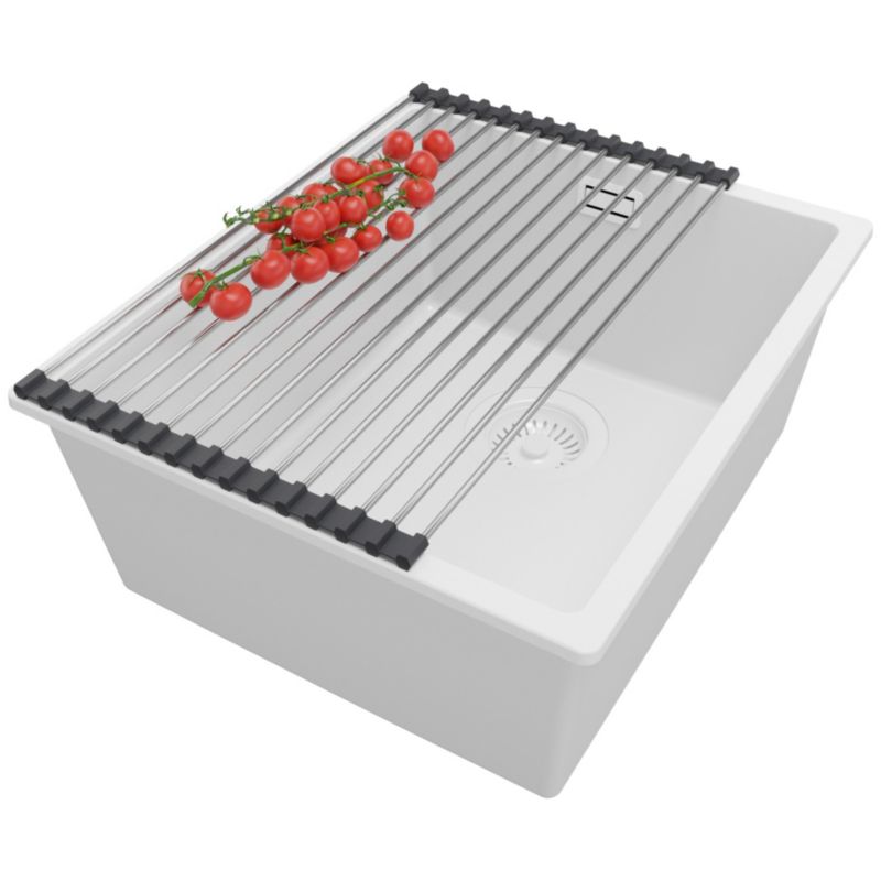 Zlewozmywak Londyn Slim PRIMAGRAN Nablatowy 41x47cm do szafki od 45cm z Syfonem i Dodatkiem Cały Biały 1 szt.