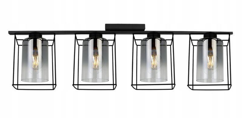 Lampa sufitowa wisząca Light Home LH Hella Cage 4x E27 60W szkło grafitowy 1szt.