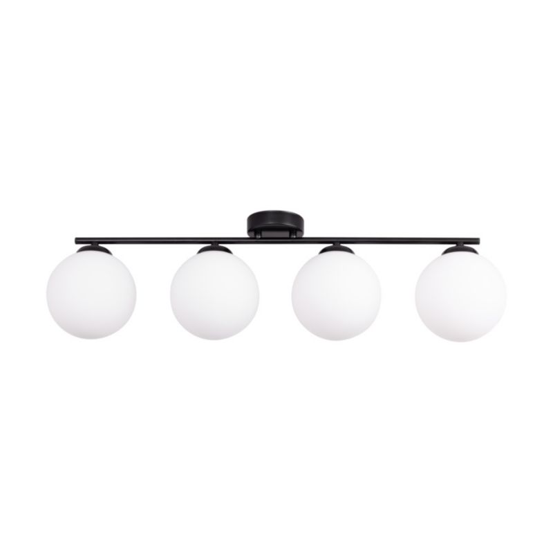 Lampa Sufitowa SPOT Light 4xE14 Max.25W Klasyczne Połączenie Czerni z Białym Szkłem, Polski Producent, 1 szt.