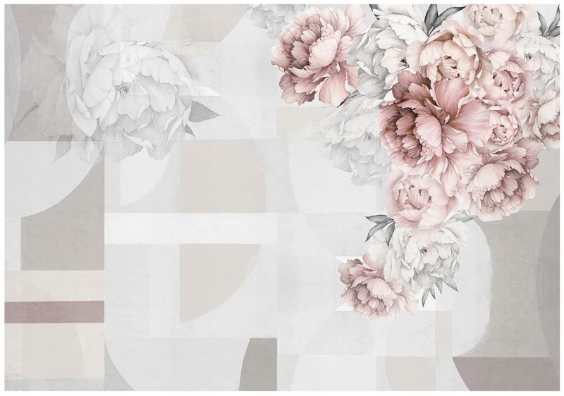 Fototapeta WALLARENA Do Sypialni Salonu Na Flizelinie Kwiaty Geometria 3D Szary 312x219 cm 16002VEXXL 1 szt.