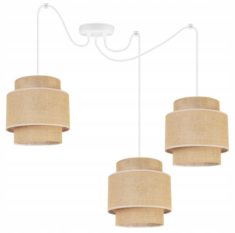 Lampa sufitowa wisząca Light Home LH Boho Juta Pająk 3x E27 60W naturalny/biały 1szt.