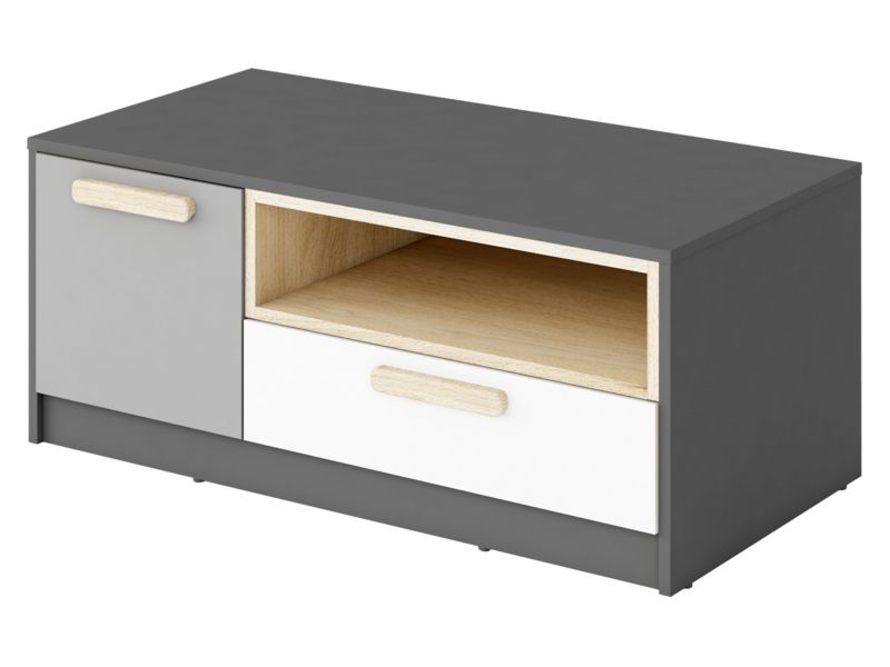 Szafka RTV MIRJAN 24 Pok PO-11 grafit / buk ibsen / szary jasny / biały 1 szt.