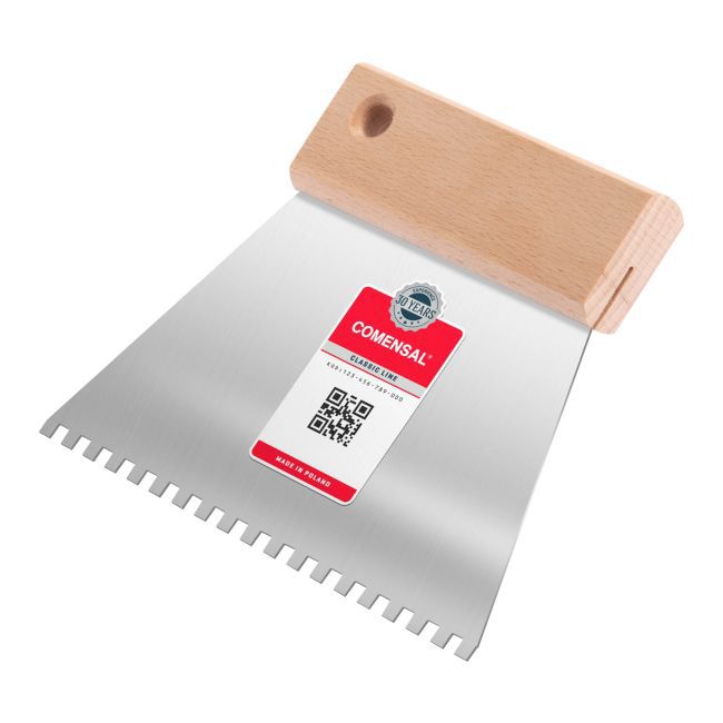 Szpachla Comensal trapezowa gładka 15 cm ząb 4 x 4 mm