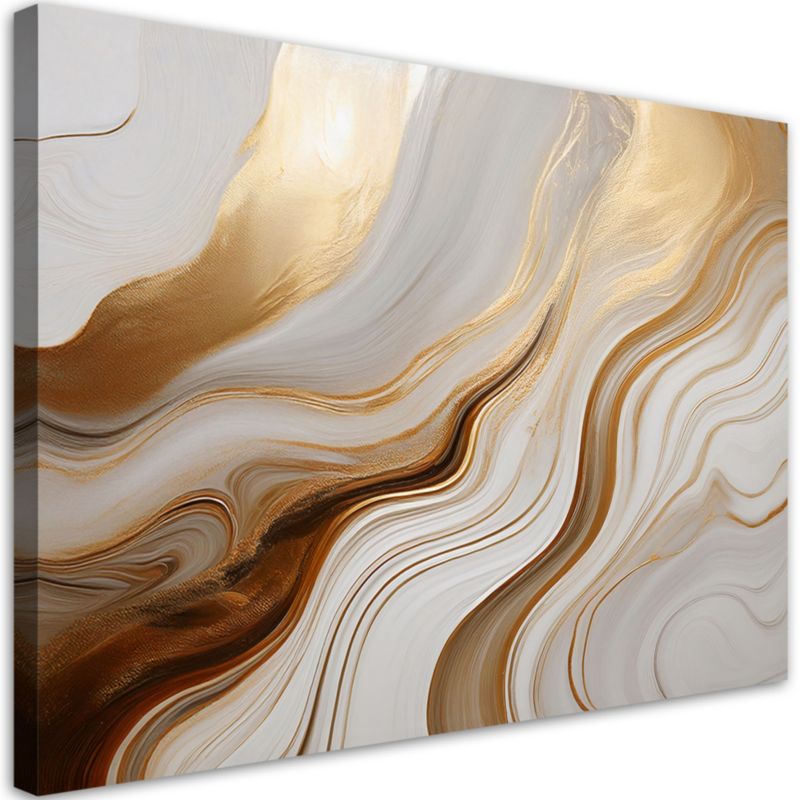 Obraz na płótnie Feeby Marmur ze Złotem Abstrakcja Beżowy 120x80cm 1szt