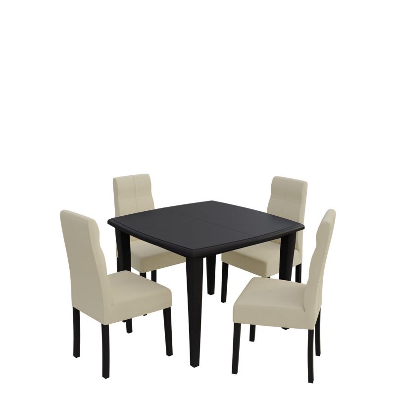 Zestaw RO34 MIRJAN 24 Stół rozkładany S30 100x100/250 + 4 krzesła K63 wenge + ekoskóra ecru 1 kpl.