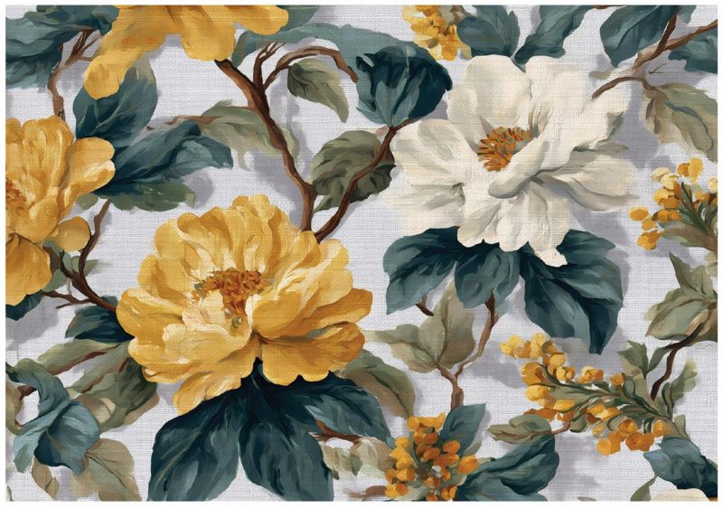 Fototapeta WALLARENA Do Sypialni Salonu Na Flizelinie Kwiaty Abstrakcja Vintage Zielony 350x250 cm 16420VX7 1 szt.