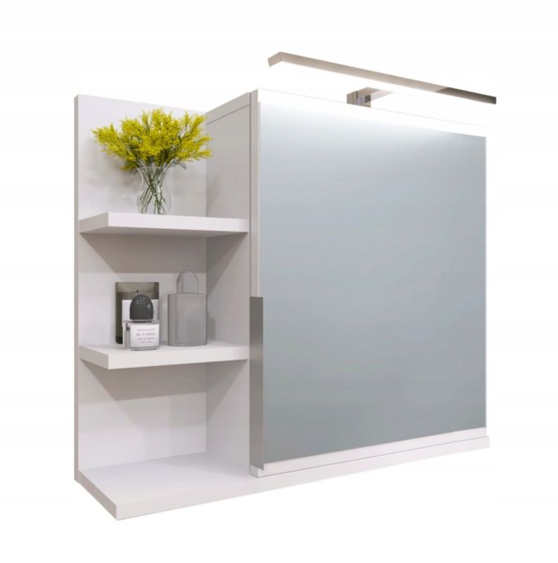 Szafka łazienkowa z lustrem Better Home 60 x 50 x 14 cm oświetlenie LED biała lewa 1 szt.