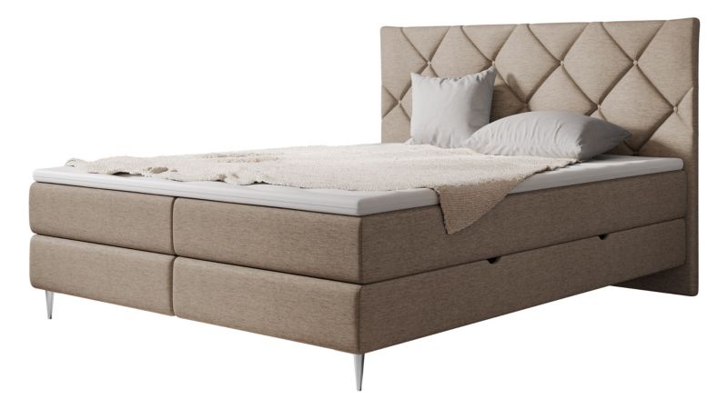 Łóżko kontynentalne MIRJAN 24 Letra 160x200 cm ciemny beż/nogi chrom 1 szt.