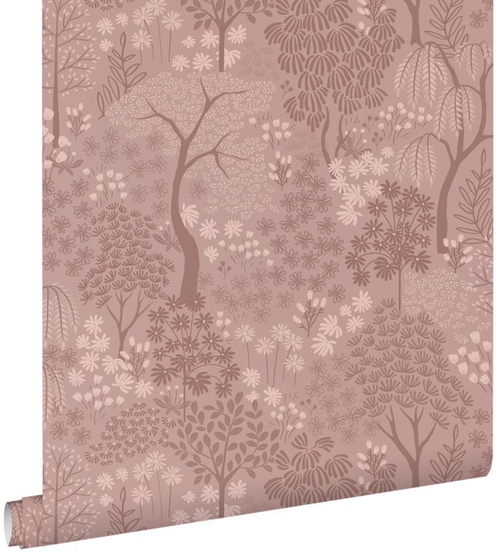 Tapeta ESTAhome drzewa i kwiaty terakoty różowej 50 x 900 cm - 1 rol.