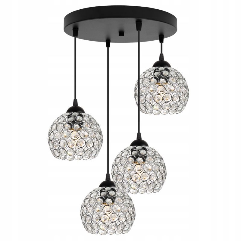 Lampa sufitowa wisząca okrągła Light Home LH Crystal 4x E27 60W czarny/srebrny 1szt.