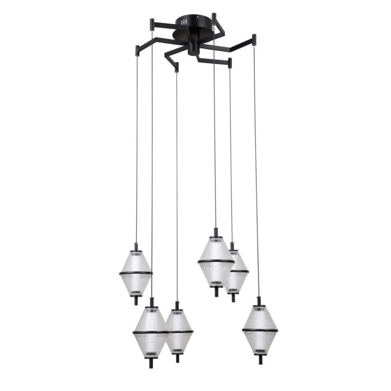 Lampa wisząca Italux FUENTE czarna matowa 6 x LED 30W 1795lm wym:120x58x58cm IP20 -1 szt.