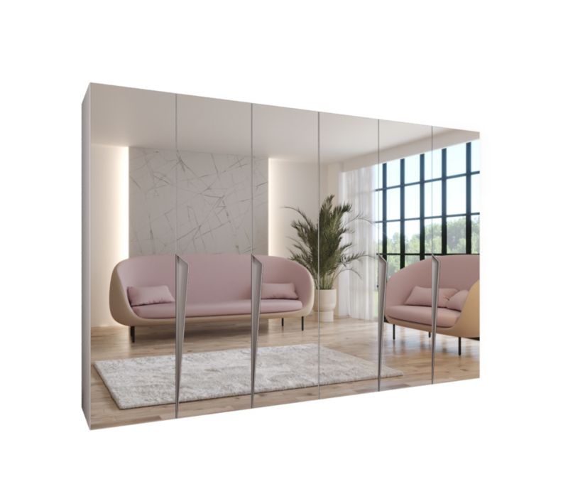 Szafa uchylna z lustrem otwierana Abiks PIANO 3 300 (2x150) wys 202 cm Biały + Kaszmir 1 szt